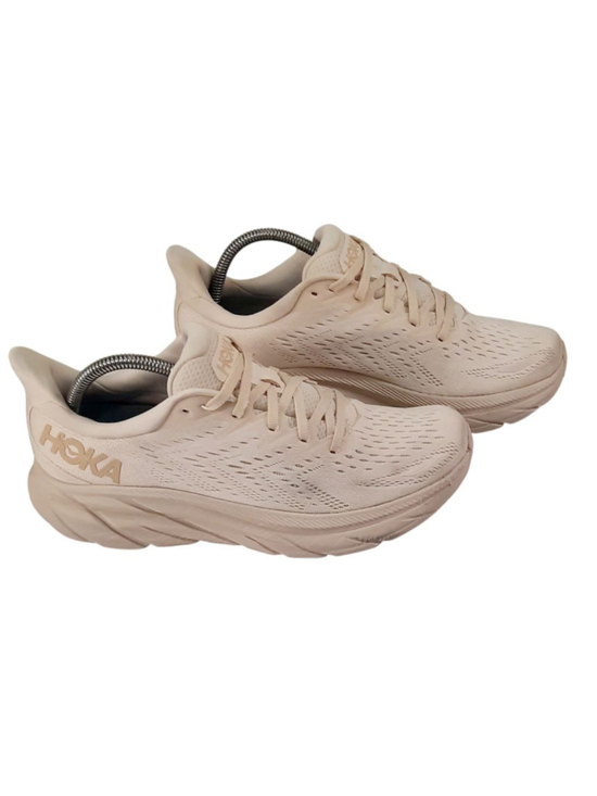 Hoka Shoes - HOKA One Clifton 8 Running Shoes 'Eggnog Shifting Sand' Women's size 9.5B